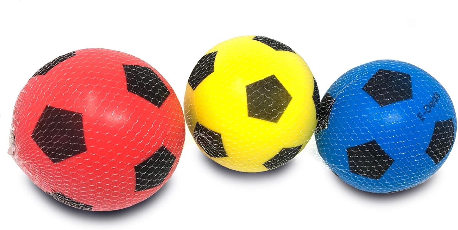 EDeals 16.5cm Soft Foam Football Pack of 3 Assorted Colours BigaMart