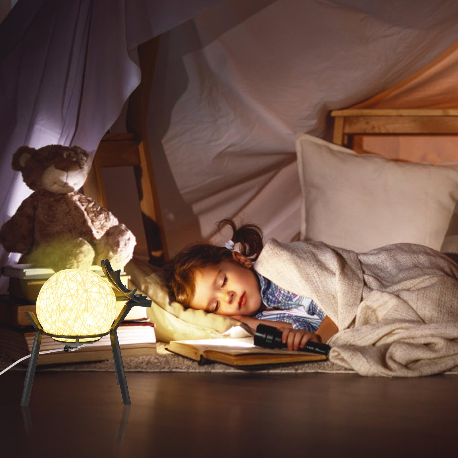 Homoyoyo Lampada da Tavolo LED USB Luce Notturna a Sfera di Rattan Regolabile Decorazione Luminosa per Camera da Letto e Soggiorno Luce Notturna Creativa per Ambienti Domestici