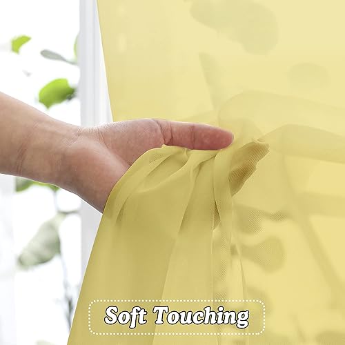 Miniatura 4 de OVZME Cortinas cortas traslúcidas de gasa, filtran la luz, con jareta para cortinero, 42 pulgadas de ancho x 36 pulgadas de largo, juego de 2