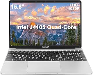 Ruzava/Aocwei 15.6" Laptop 6GB DDR4 128GB SSD Intel J4105 (Up to 2.5Ghz) 4-Core Win 10 PC 1920x1080 FHD Dual WiFi BT4.2 Support 1TB SSD Expand with Wireless Mouse for Work Study Entertainment-Silver