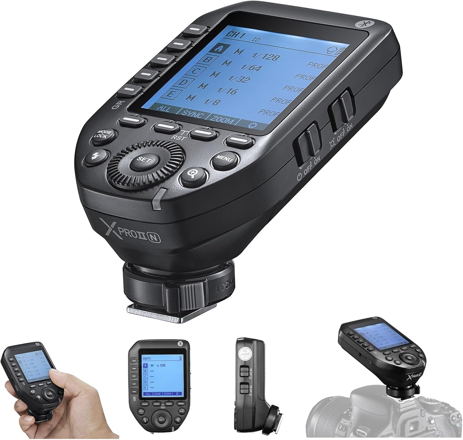 Godox XProII-N TTL Wireless Flash Trigger Transmitter Compatible for Nikon Cameras,2.4G 1/8000s HSS,Bluetooth Connection,New Hotshoe Locking,16 Groups and 32 Channels