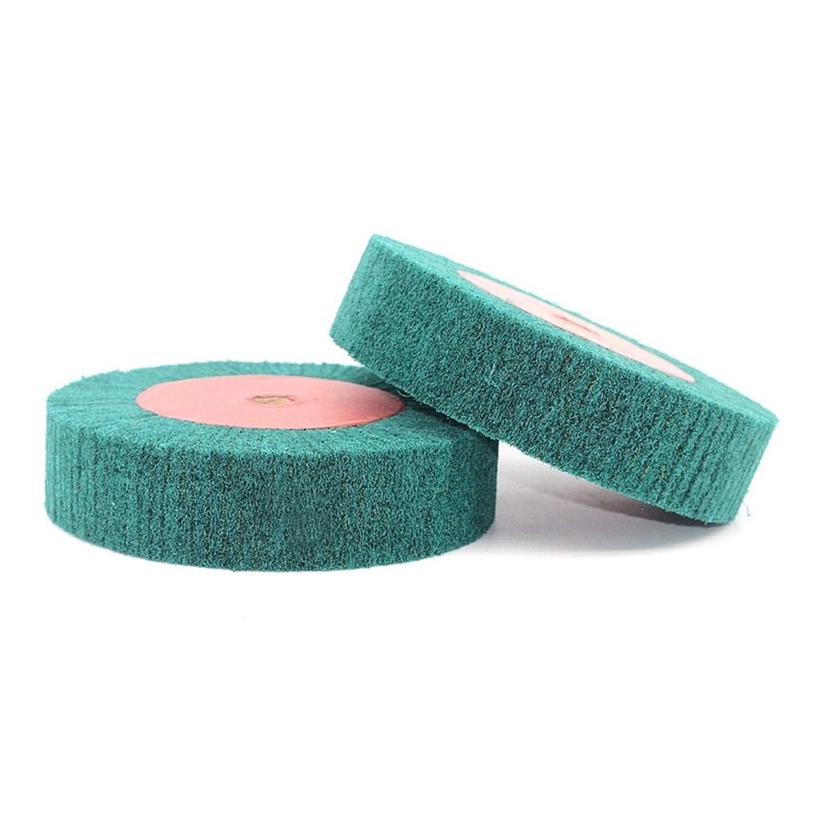 Spazzola lucidante a Ruota, Filo da Trapano in Fibra di Nylon, Set di spazzole for lucidatura e smerigliatura Multicolore 150-200x25-50x20mm(Green P180,OD200 TH50mm ID20mm)