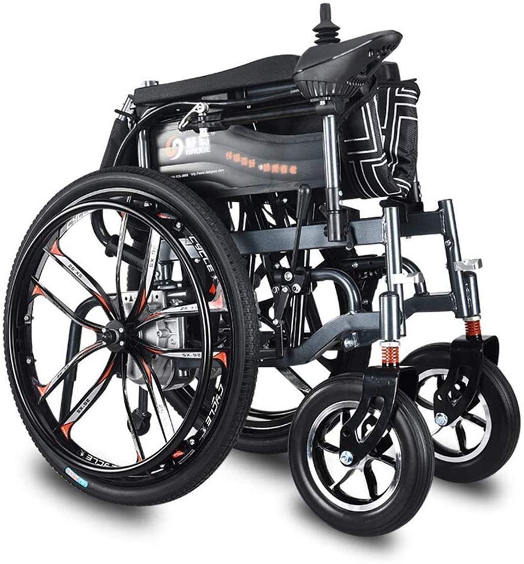 Carrozzina elettrica pieghevole sedia a rotelle elettrica deluxe per anziani disabili motorizzata leggera pieghevole sedia a rotelle elettrica pieghevole scooter, larghezza sedile 46 cm, capacità di p