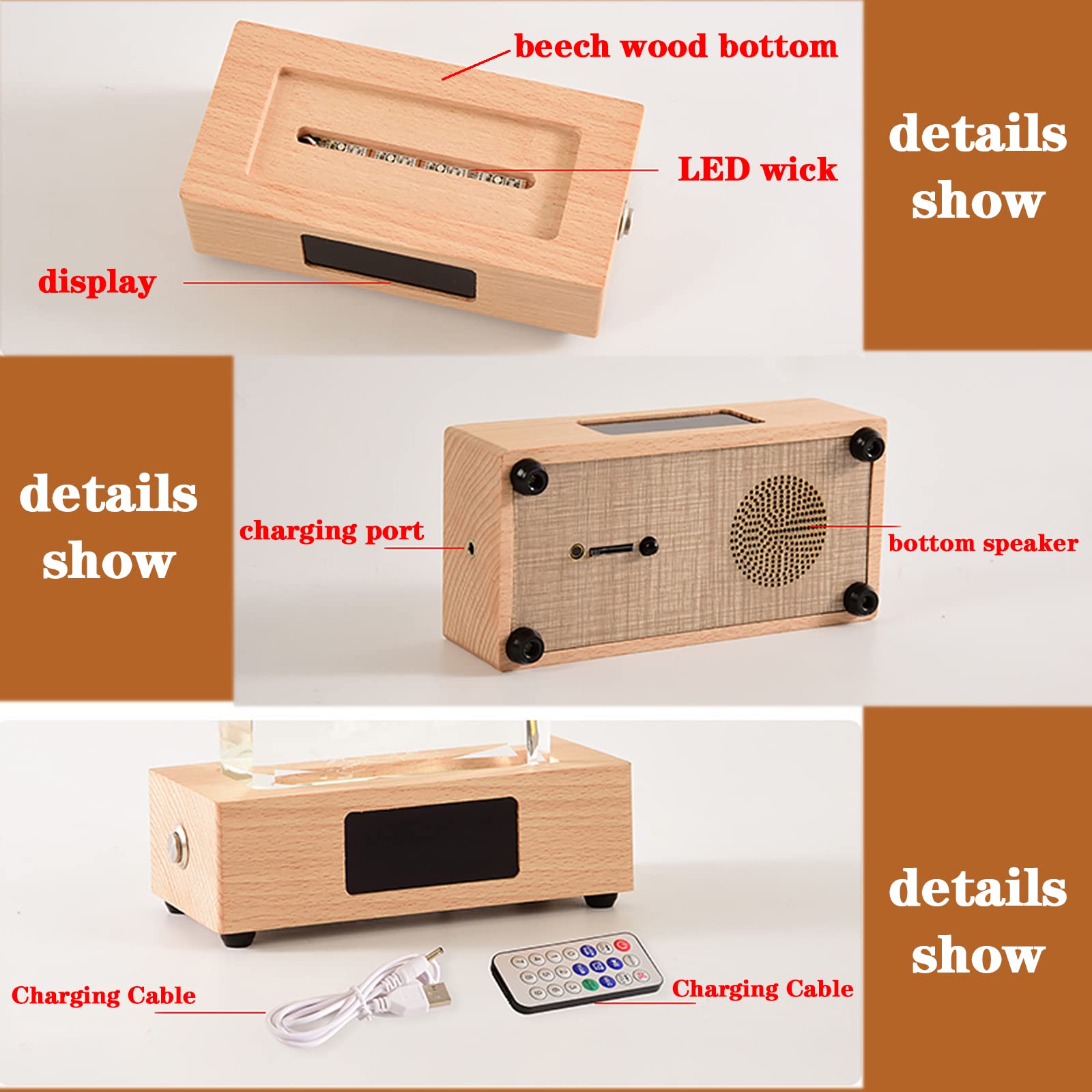 Lámpara Musical con Foto Personalizada y Reloj,con impresión a Color,Caja de música de Cristal con Bluetooth para cumpleaños,Aniversarios y decoración del hogarr-Tamaño Vertical pequeño