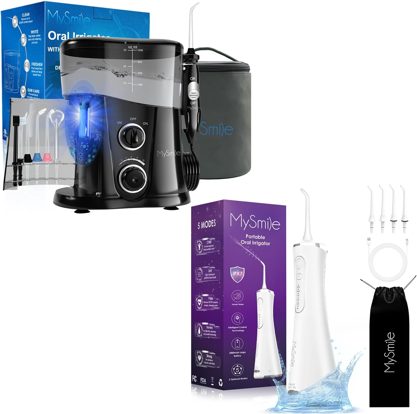 MySmile Water Dental Flosser and 1000ML Countertop Water