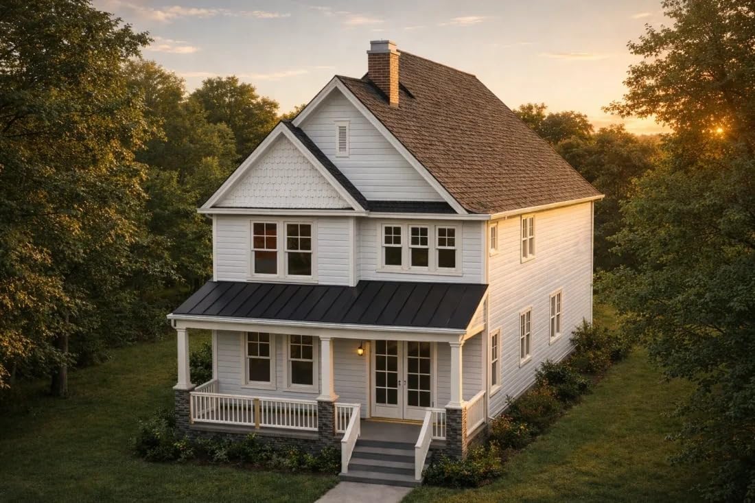 19-1745 HOUSE PLAN - Modern Craftsman House Plan with 2 Floors and Unique Features