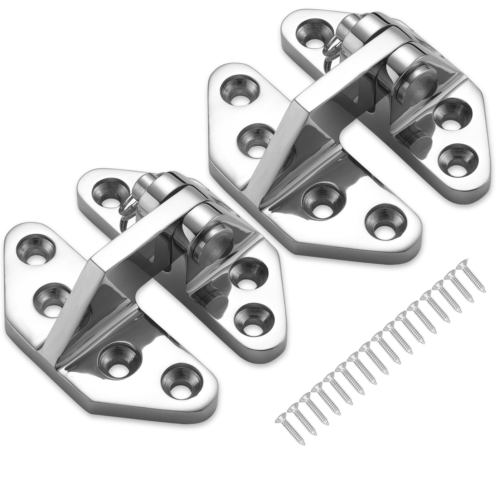 Robustes Scharniere Edelstahl mit Langer Reichweite für Boote, 316 Edelstahl Scharniere, 7,3 x 6,6 cm, stabile Deckschranktürscharniere mit Schrauben (2 Stück)