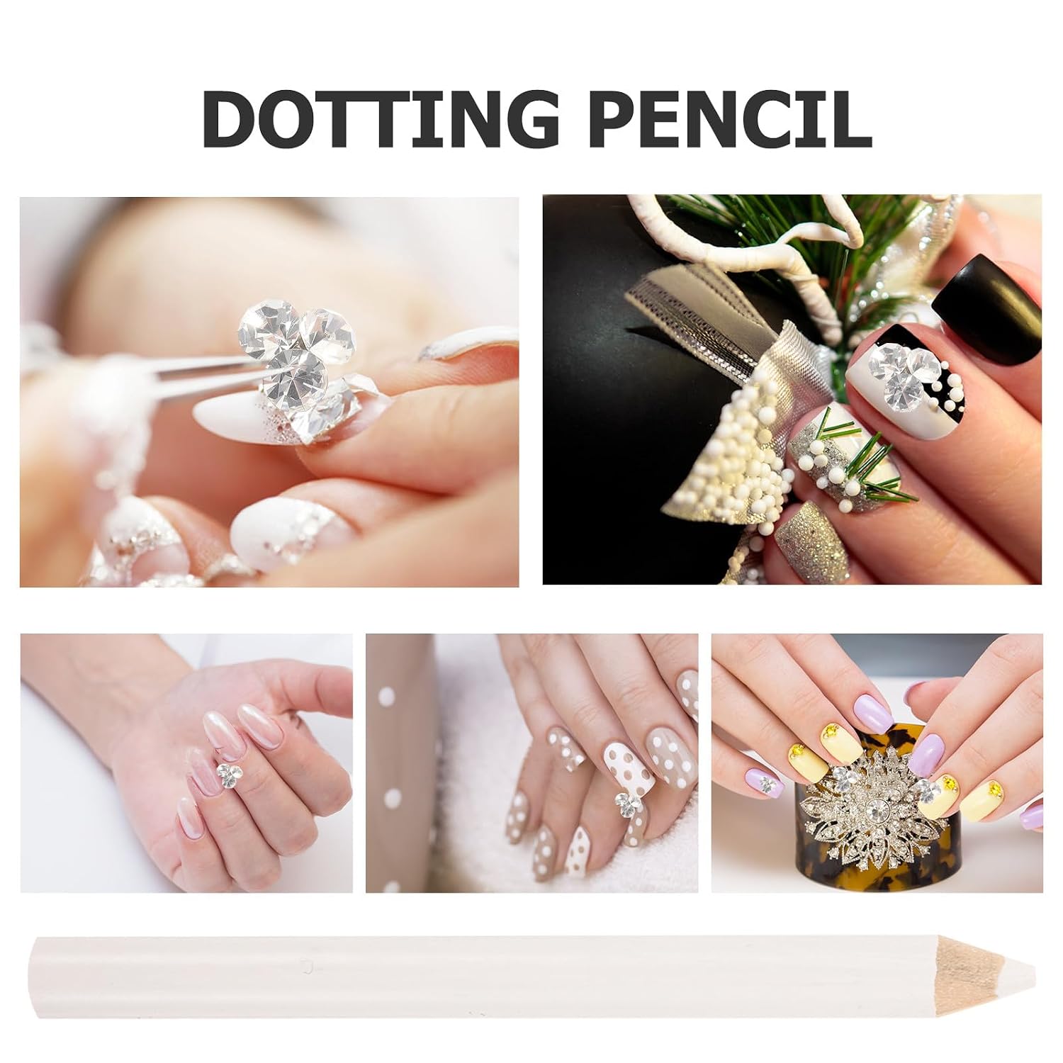 FRCOLOR 40 Pcs Nail Art Point Drill Pen Nail Art Diy Tool Beauty Manicure Supply White