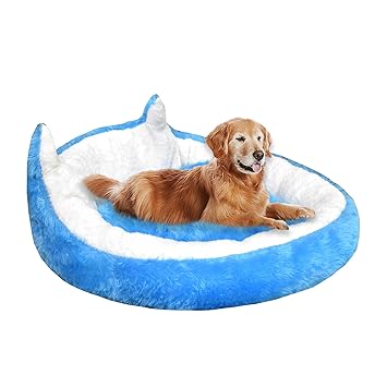 Reversable Ultra Soft Polycotton Filled Bed for Cat & Dog (Small Size) (60 cm x 60 cm 13 cm) Blue