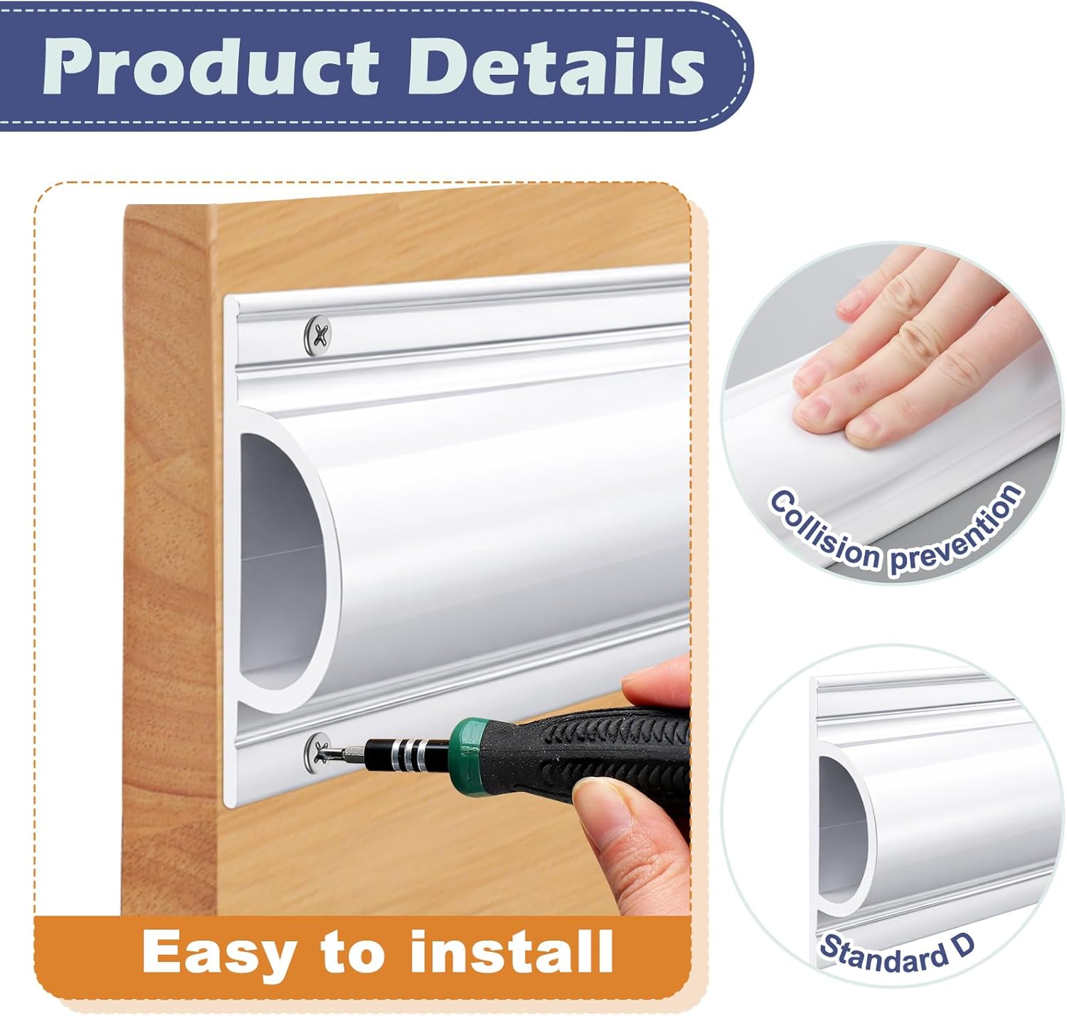 Frienda 16 Ft Standard D Dock Bumpers, Full Face Edging Side Gard PVC Profile Dock Guard for Straight Edge and Side Full Protection Boat Protection, White