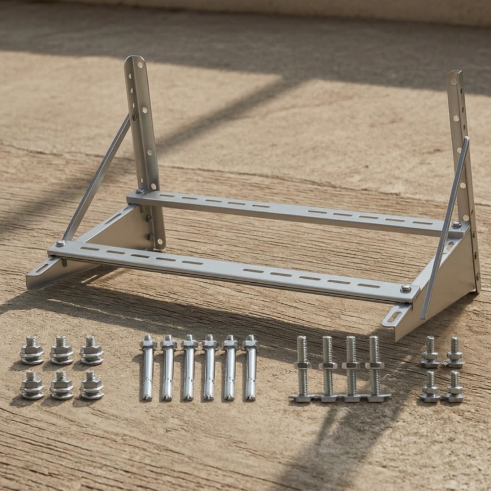 Supporto per Climatizzatore Universale , 5p 68 59 125cm | Telaio Angolare Rinforzato, Staffa per Condizionatore, Completo di Viti di Fissaggio, Balcone, Insttori