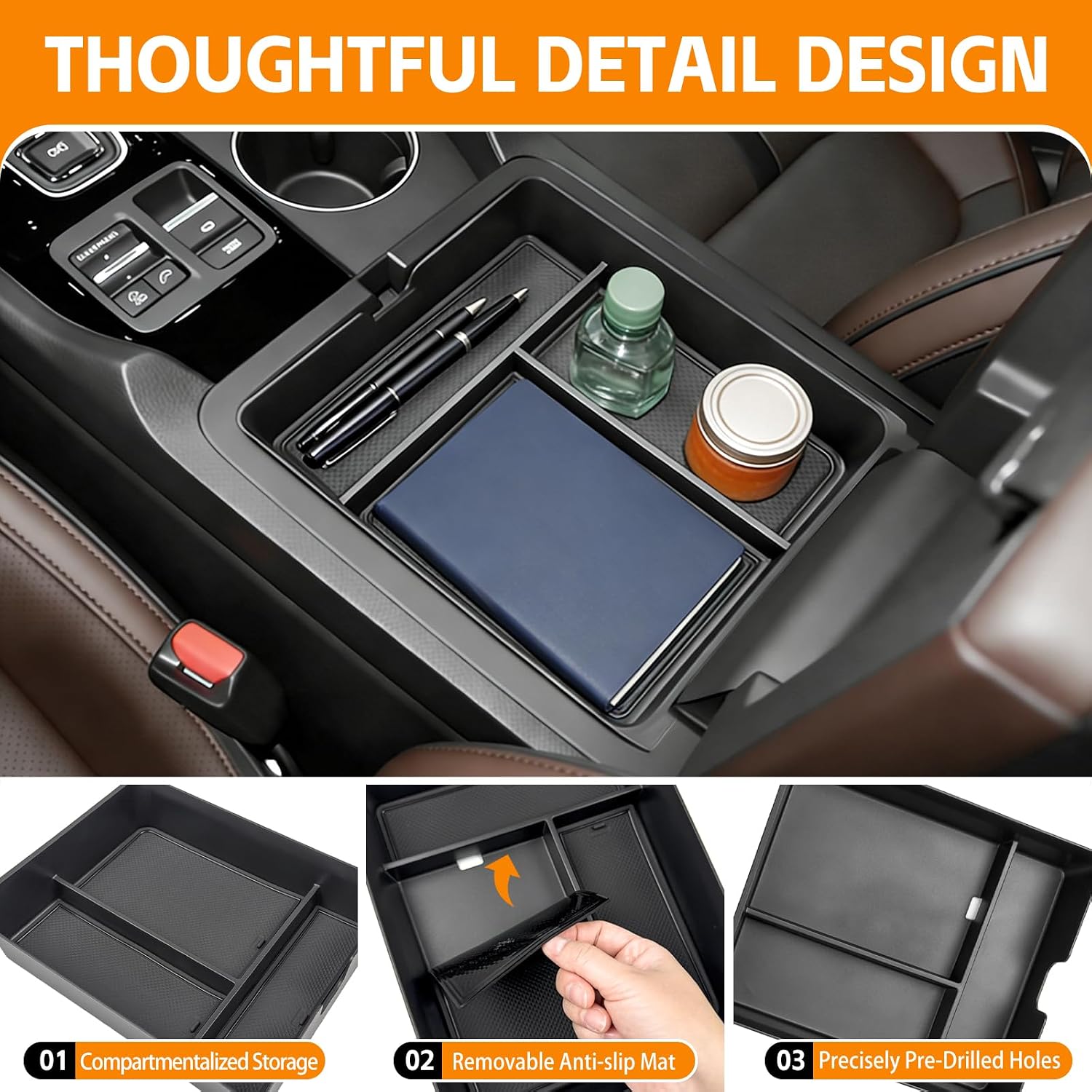 Center Console Organizer Compatible with 2023-2026 Honda Pilot, 2024-2026 Honda Ridgeline/Passport Armrest Storage Box Insert Tray for Pilot/Ridgeline/Passport Accessories image 5
