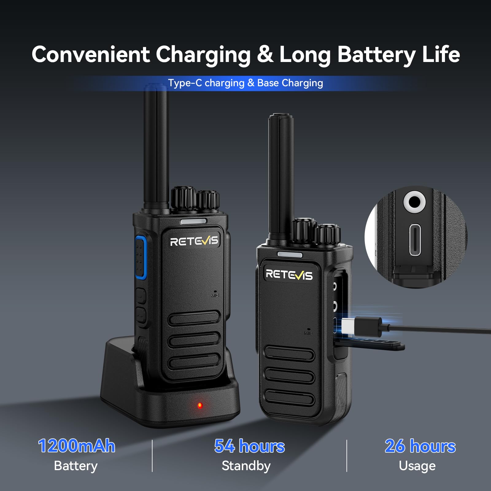Retevis B64 Walkie-Talkie Bidireccional con Auricular, Insonorizado con IA, PMR446, Fácil de Usar y Resistente al Desgaste, Ideal para Reparación de Automóviles(Negro, 10 Unidades)
