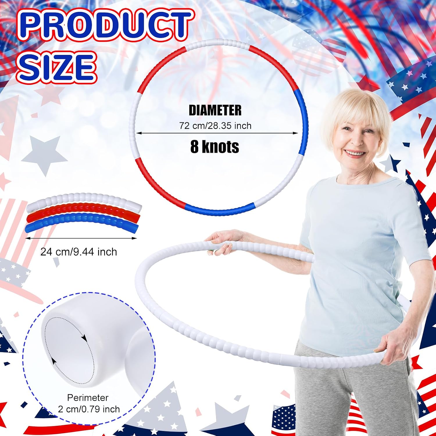 Sratte 12 Pcs Toy Hoops for Kids Adjustable, 28 Inch, White, Blue, Red image 4