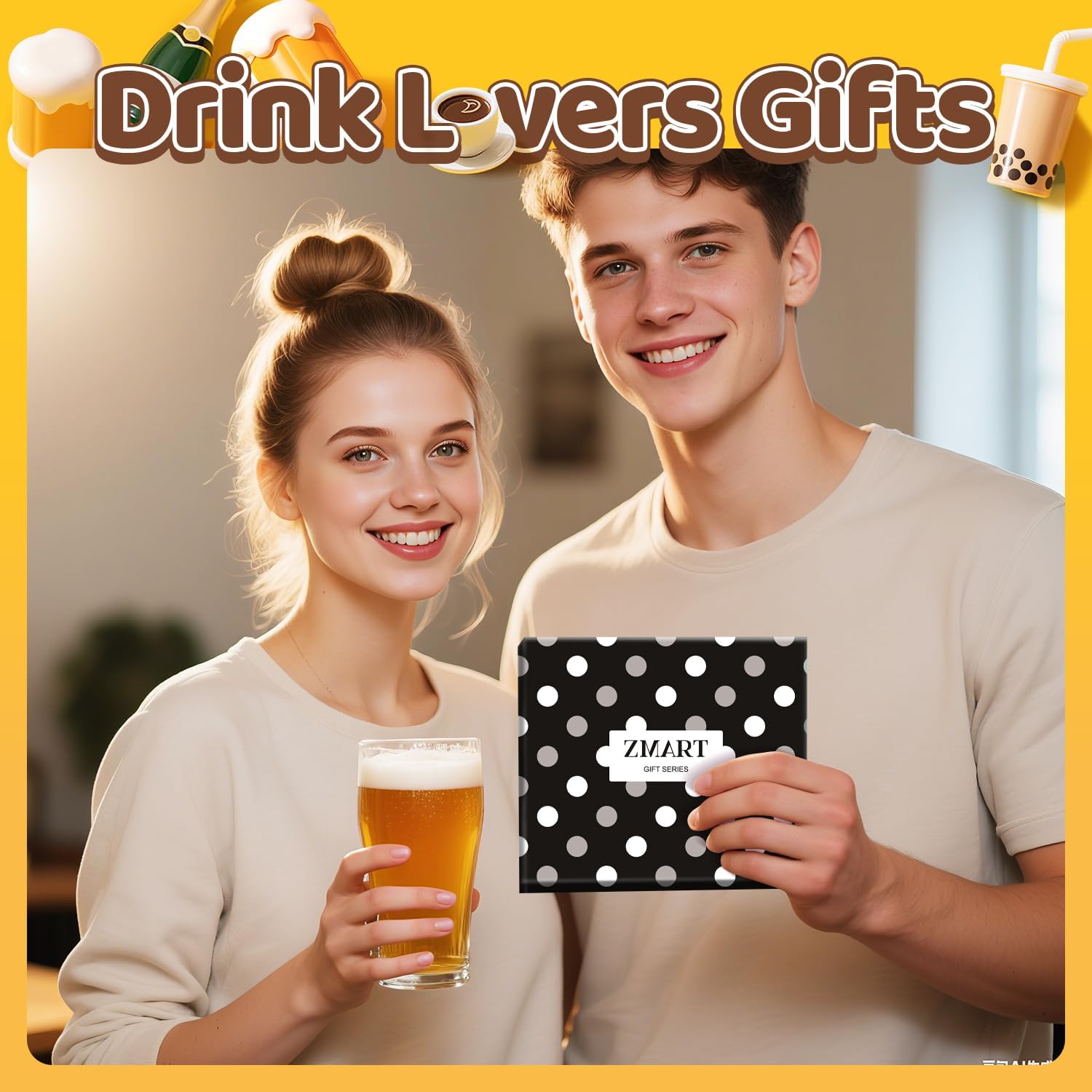 Zmart Drink Gifts for Women Teens - Wine Coffee Gifts, Coffee Beer Socks Christmas Stocking - Image 2