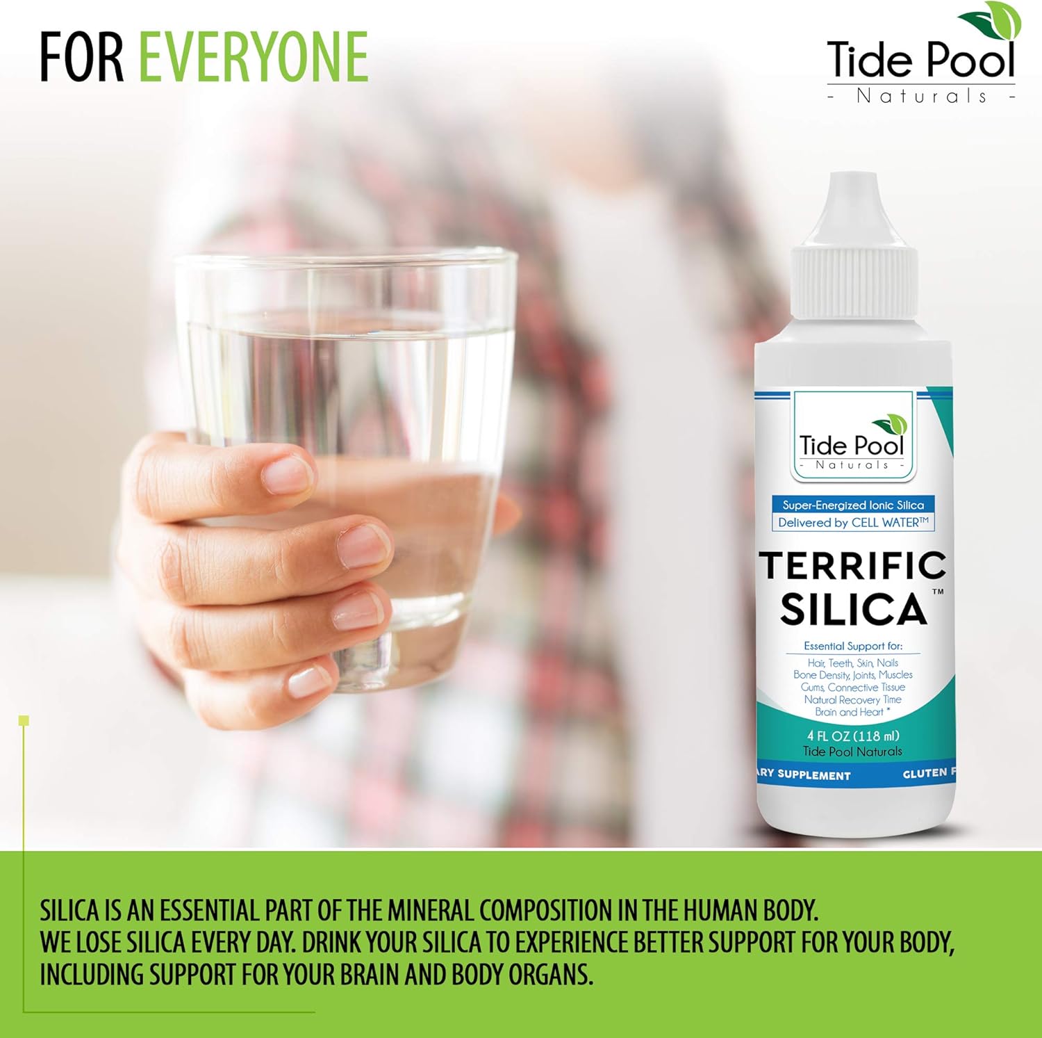 Tide Pool Naturals Gluten Free Terrific Silica Supplements and Trace Mineral Drops to Support Joints, Muscles, and Brain (4 fl oz) : Everything Else
