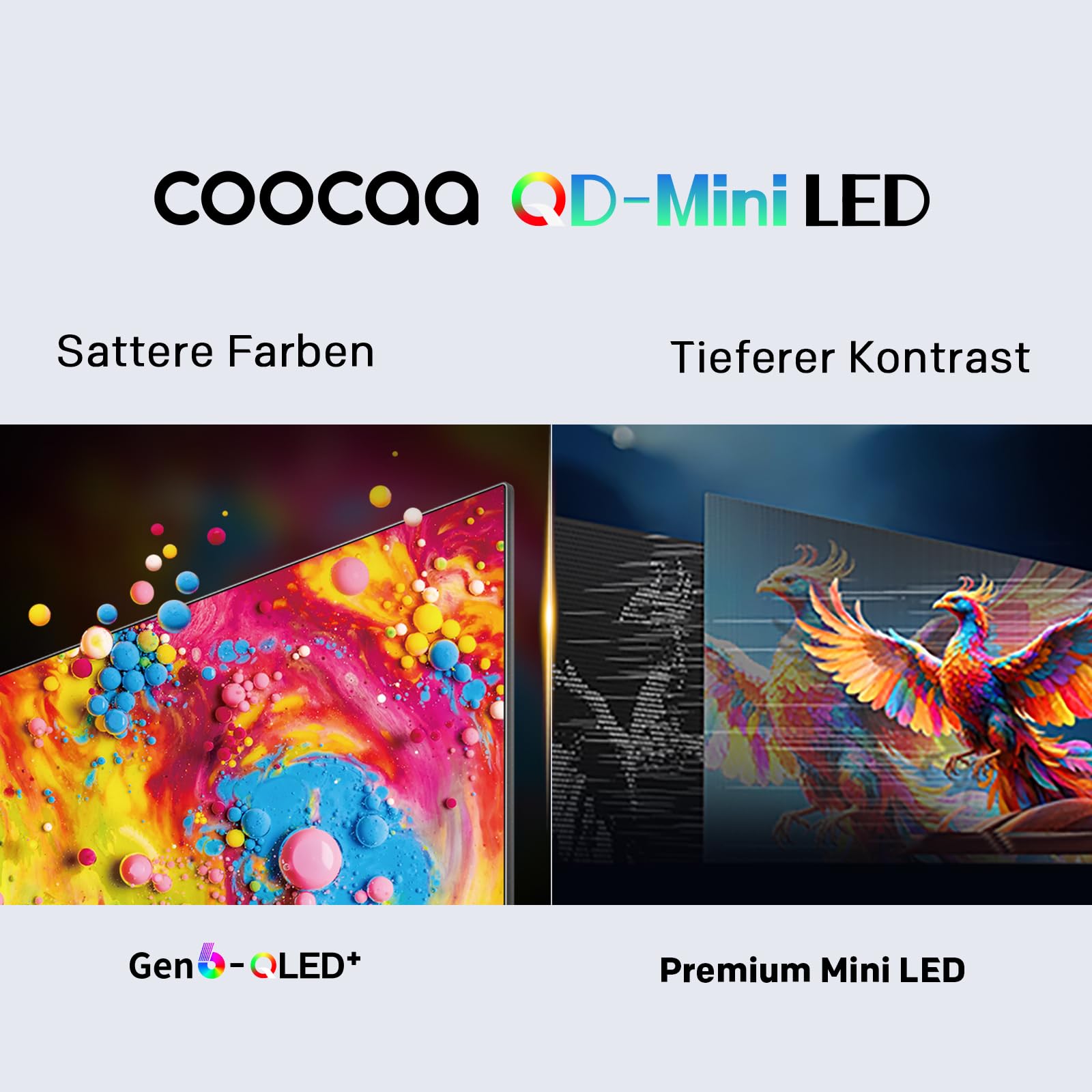 coocaa 60 Zoll Fernseher QD-Mini LED TV, 4K Smart TV mit Google TV, HDR10+, Dolby Vision&Atmos, Local Dimming, MEMC Bewegungsglättung, S AI Prozessor, Triple Tuner DVB-T2/C/S2, 60CGNH70Z (2026)