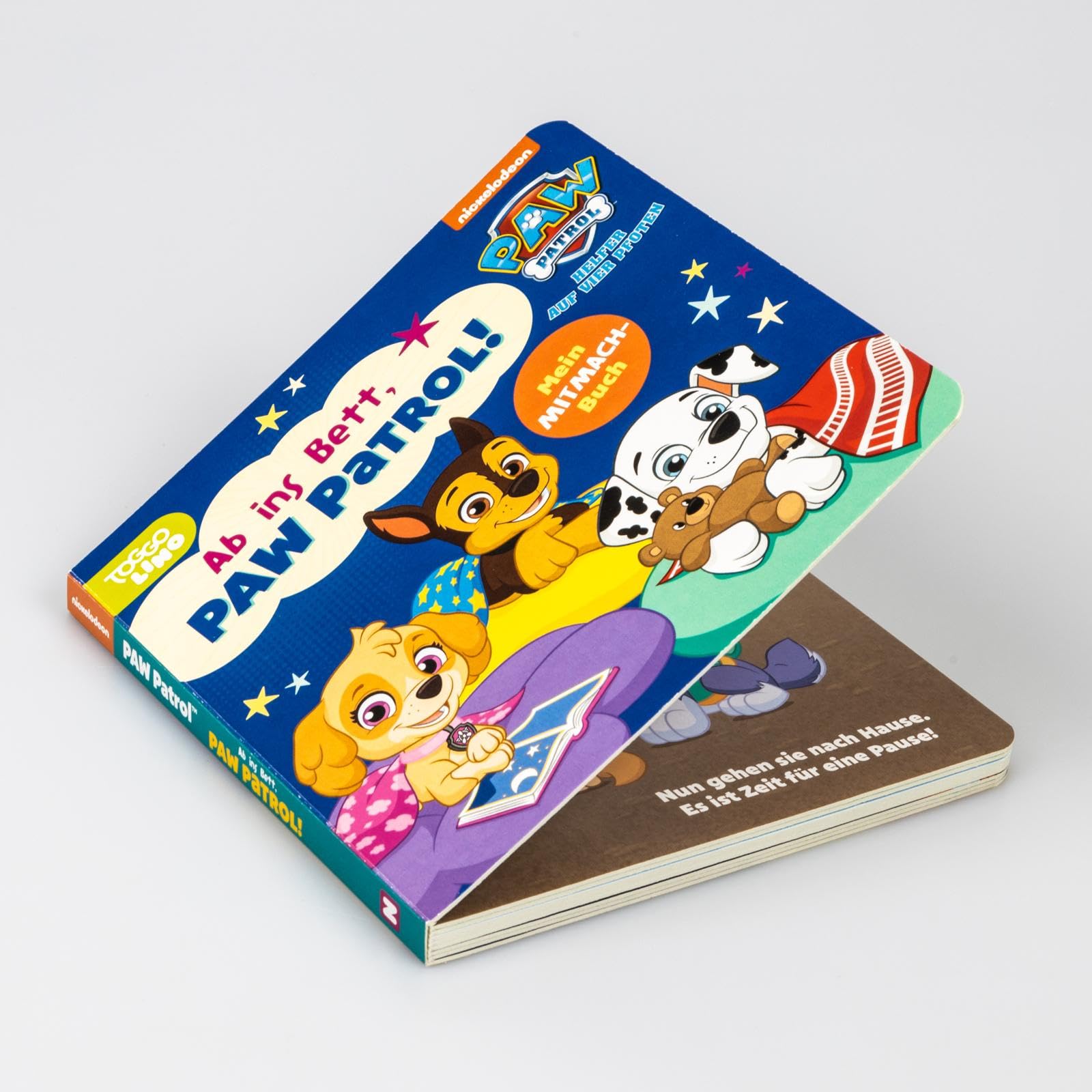 PAW Patrol Pappbilderbuch: Ab ins Bett, PAW Patrol!: Interaktive Gutenachtgeschichte für Kinder ab 3 Jahren | Mit Marshall, Rubble, Chase, Rocky und Skye