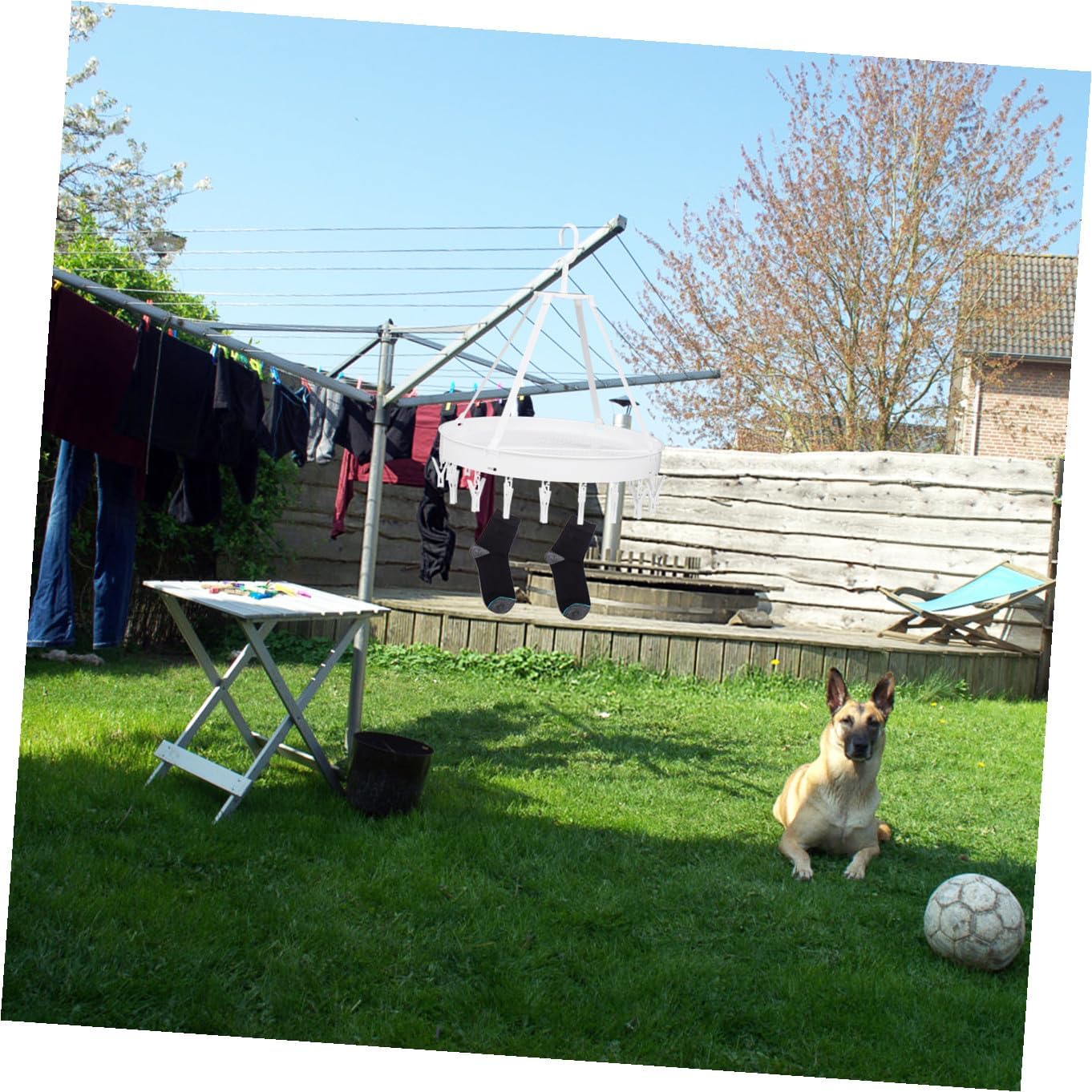 Foldable Multipurpose Clothes Drying Rack Socks and Underwear Holder White Single Layer Windproof Laundry Hook for Balcony and Indoor Use