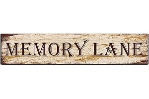 Memory Lane Aluminum Metal Plaque Rustic Tin Sign, Wall Decor 4x16 in / 10x40 cm