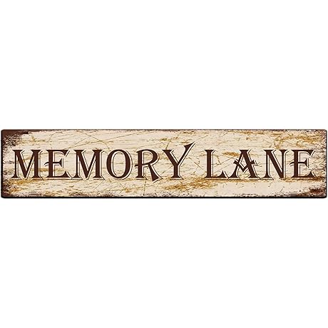 Memory Lane Aluminum Metal Plaque Rustic Tin Sign, Wall Decor 4x16 in / 10x40 cm