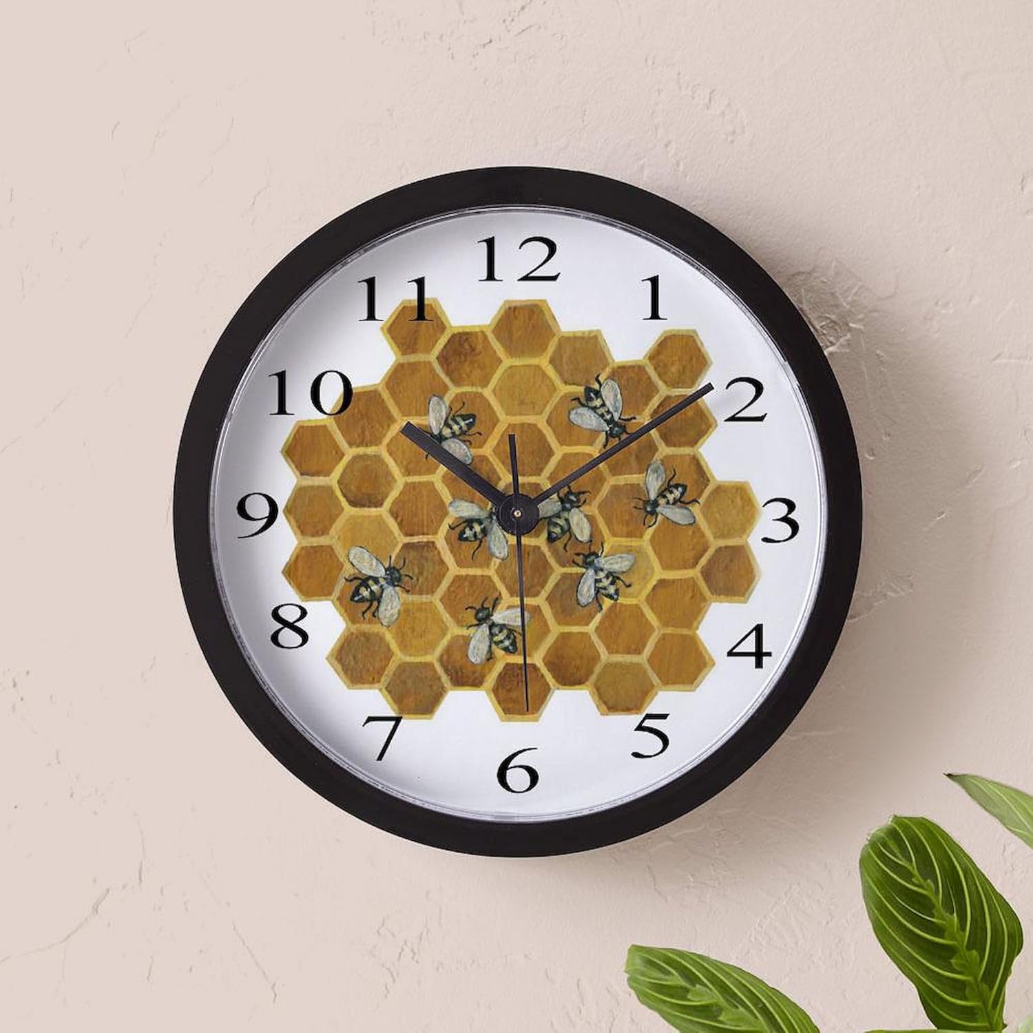 CafePress Honey Bees 10" Wall Clock for Livingroom, Kitchen, or Office