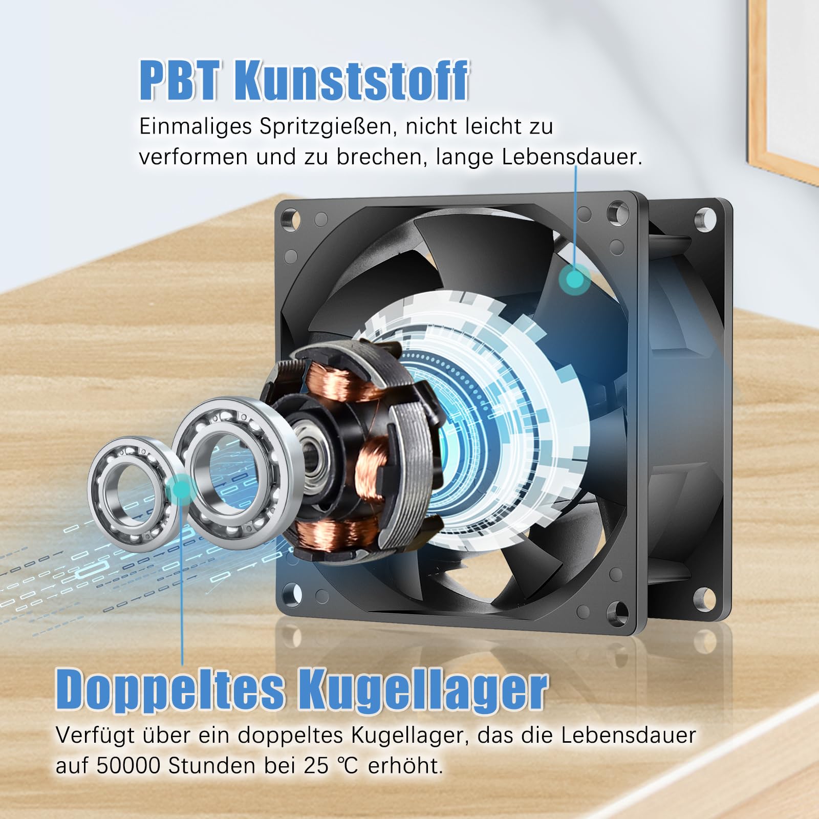 GDSTIME Ventilateur de tuyau 80 mm 230 V à double roulement à billes 5500 tr/min