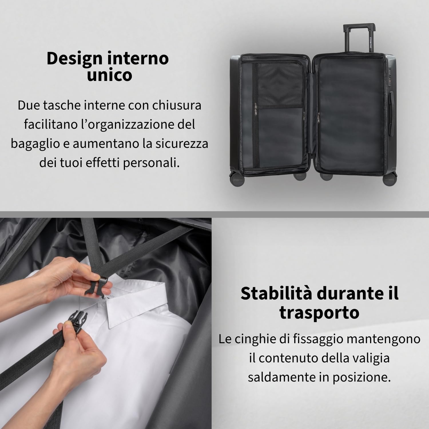 ETERNITIVE - Valigia | Valigia Rigida in ABS | Trolley con Lucchetto TSA | Bagaglio con 4 Doppie Ruote a 360°