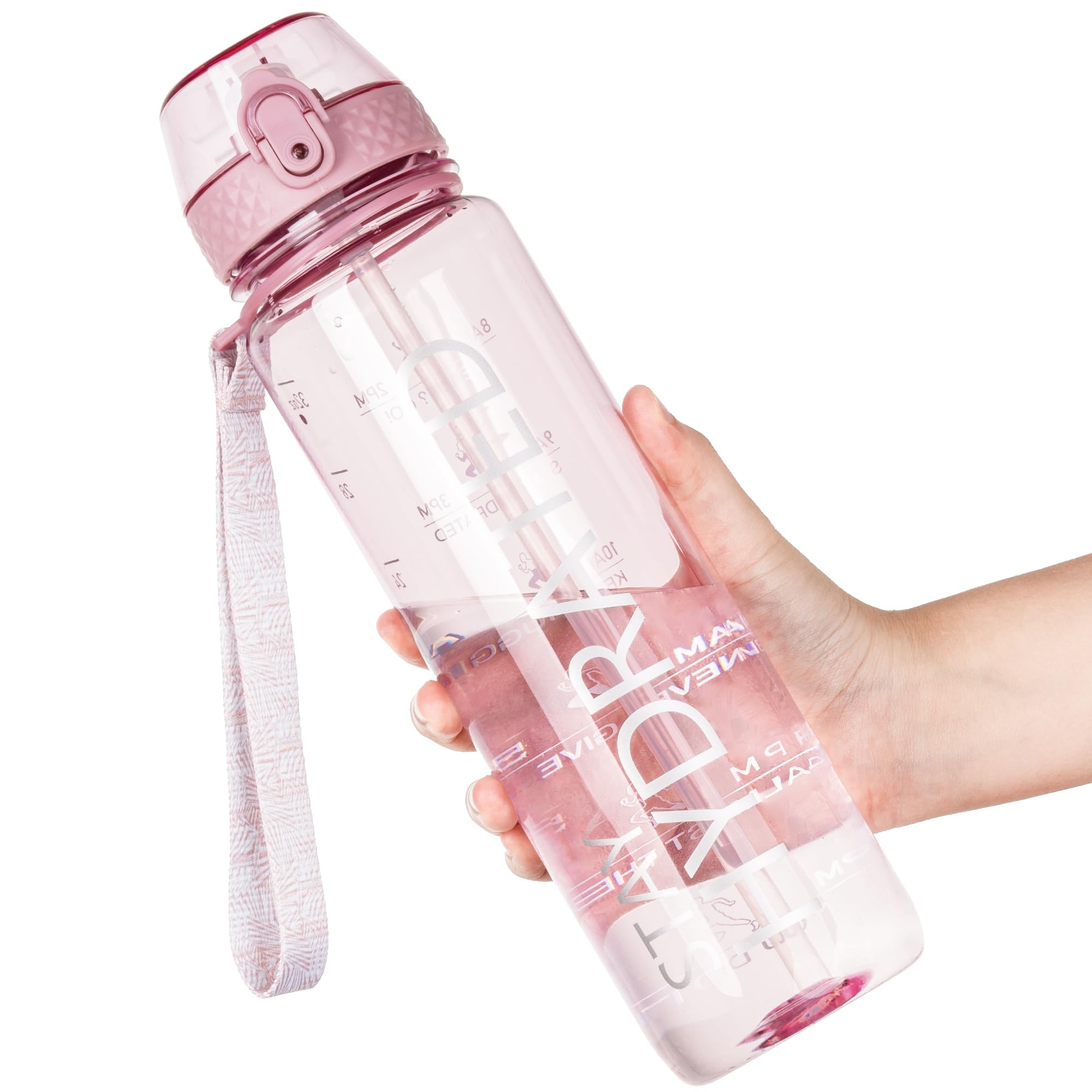 OLDLEY 1L Sports Water Bottle with Straw, Tritan 1 Litre Motivational Drink Bottle