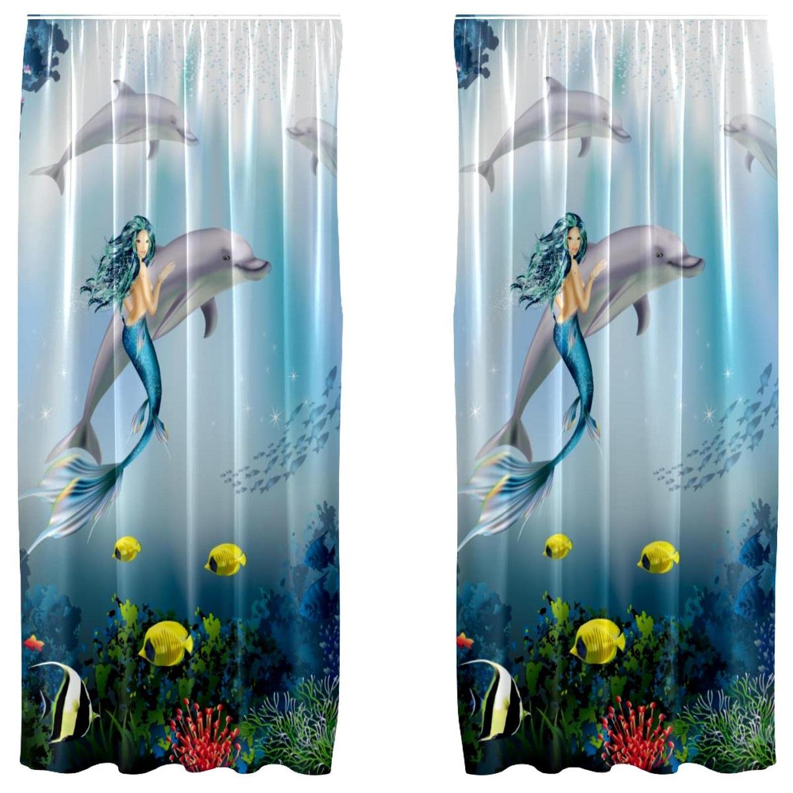 Rideaux sirène sous-marine 139,7x213,4 cm pour chambre d'enfant