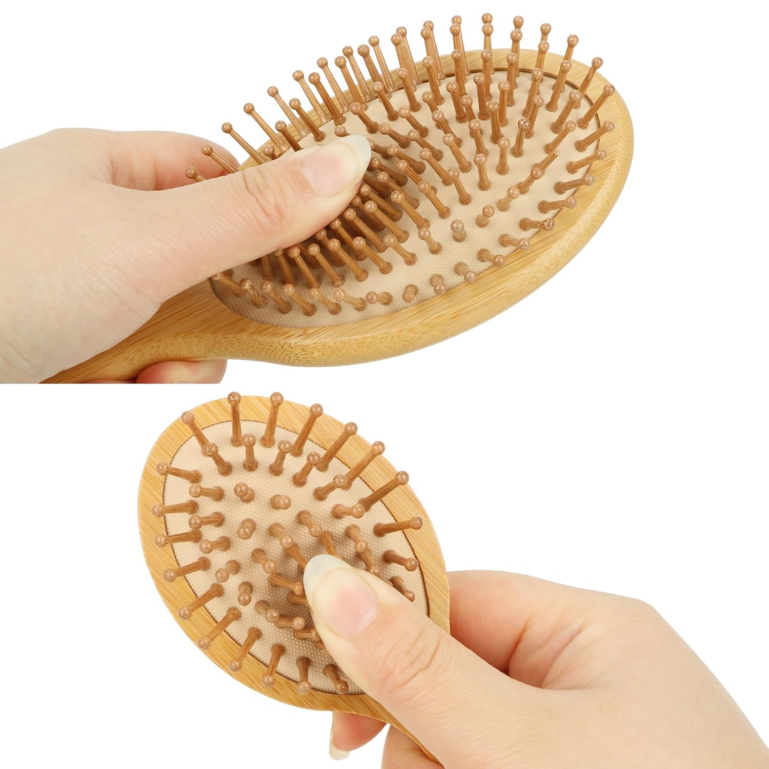 Bamboo Hair Brush Set, Natural Wooden Comb for Women, Paddle Detangling Hairbrush for Dry/Curly/Thick/Thin/Straight Hair