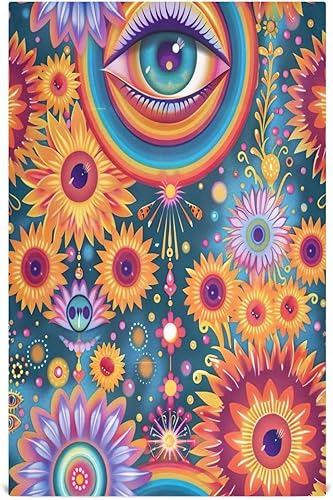 GAIREG Psychedelic Colorful Retro Flowers Drying Towels for Dishes, 28x18 Inch Bulk Kitchen Towels Holiday, Set of 6