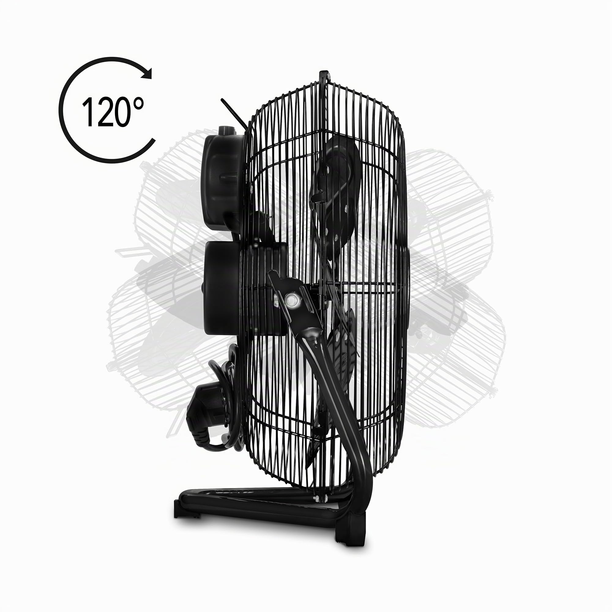 TROTEC Ventilateur de sol TVM 10 – 37 W, Ø 25 cm, 3 niveaux, design métallique, fonction d’inclinaison, compact et puissant, refroidisseur d’air silencieux pour la maison et le bureau