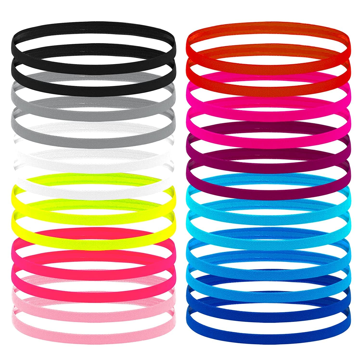Lusy DM 24 Pieces Thin Elastic Headbands NonSlip Elastic