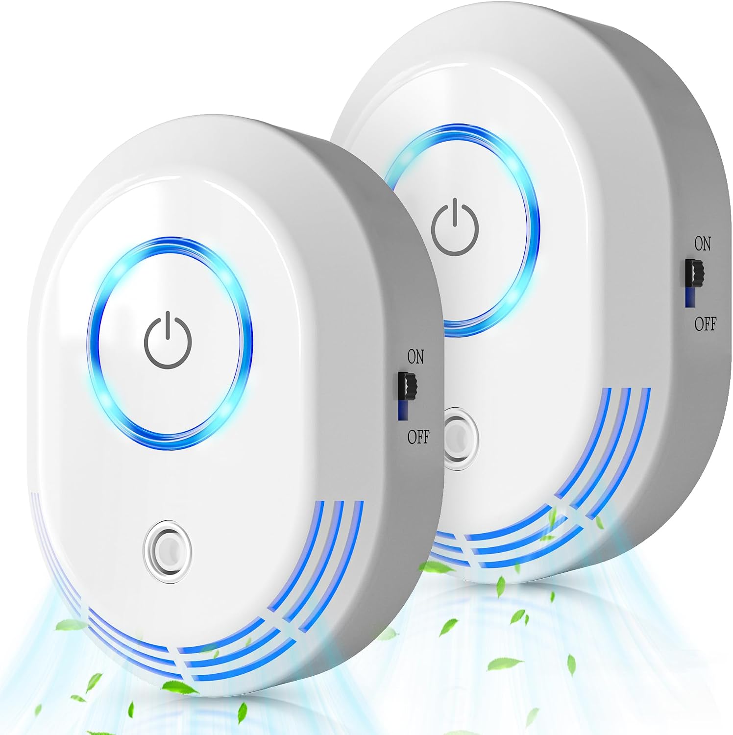 Plug In Air Ionizers For Home(2 Pack), 2 In 1 Ozone Odor Eliminator And Air Ionizers For Dust Mites,60 Million Negative Ions Out Put,Mini Air Cleaner for Dust, Smoke, Pets
