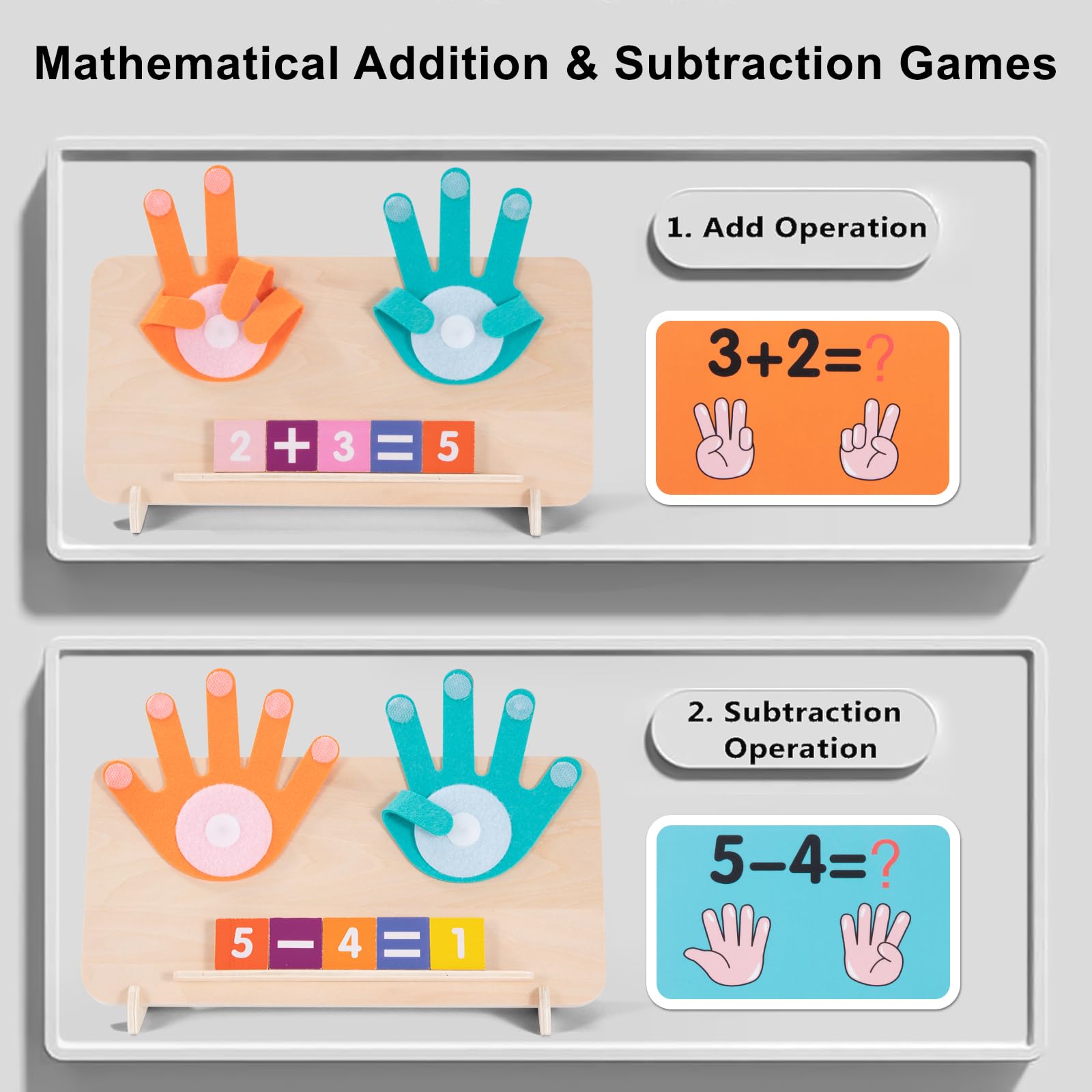 Math Learning Toy Wooden Math Counting Toys Montessori Early Educational Toys Math Learning Tools for Kids Ages 3 4 5 6 Year Old - Image 4