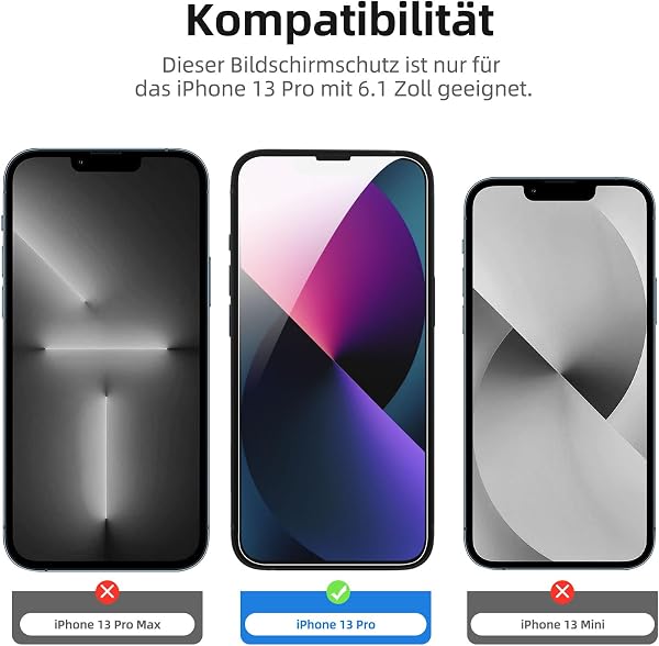 NEW'C für iPhone 13 Pro für Panzerglas (2 Stück) und Kamera Panzer Schutz Glas für Kameraschutz (2 Stück) - kratzfest - keine Luftblasen - extrem widerstandsfähig - 9H-Härteglas 13 Pro 6,1 Zoll Transparent - 1