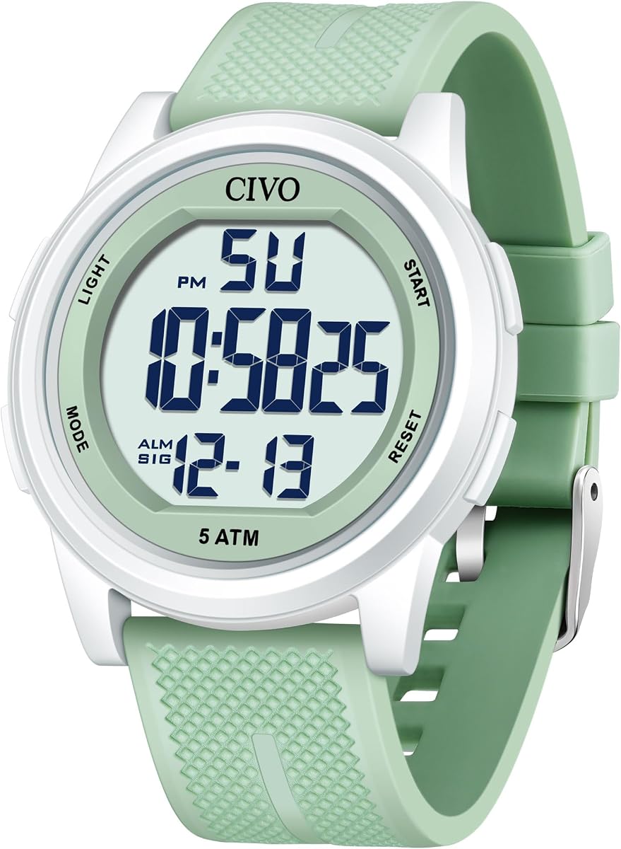 Relojes digitales para mujer hombre: reloj deportivo impermeable de esfera grande de 44 mm