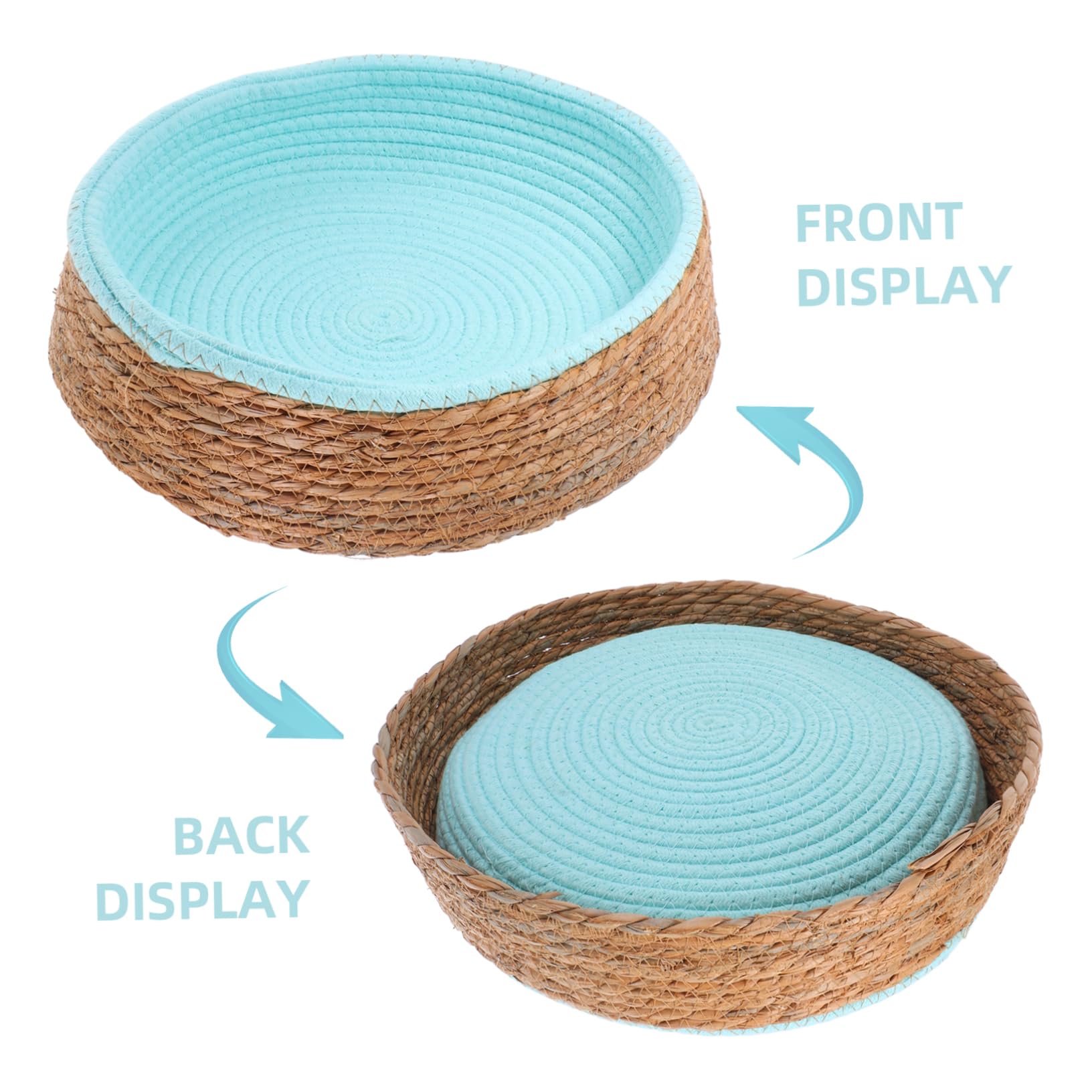 Happyyami Cuccia Intrecciata Rotonda per Animali in Vimini, Traspirante | Lavabile, Forma Tonda, Fibra Vegetale, per Cane e Gatto, Uso Domestico, Struttura Intrecciata Naturale