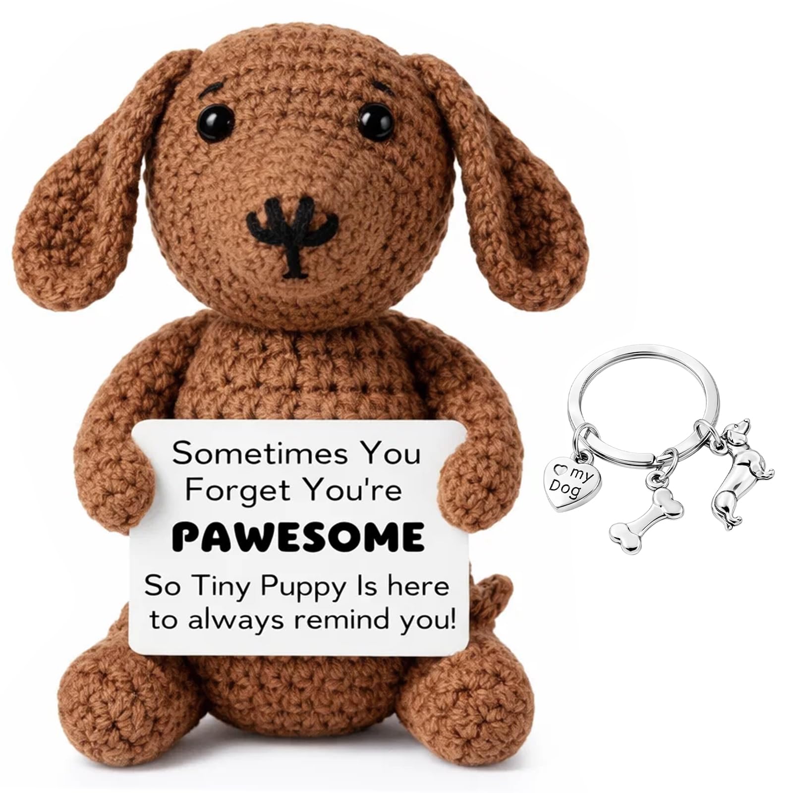 YciVhh Positive Crochet Animals, 2 Pcs Dachshund Gifts, Brown Handmade Weiner Dog, Yarn & Cotton Stuffed Animal