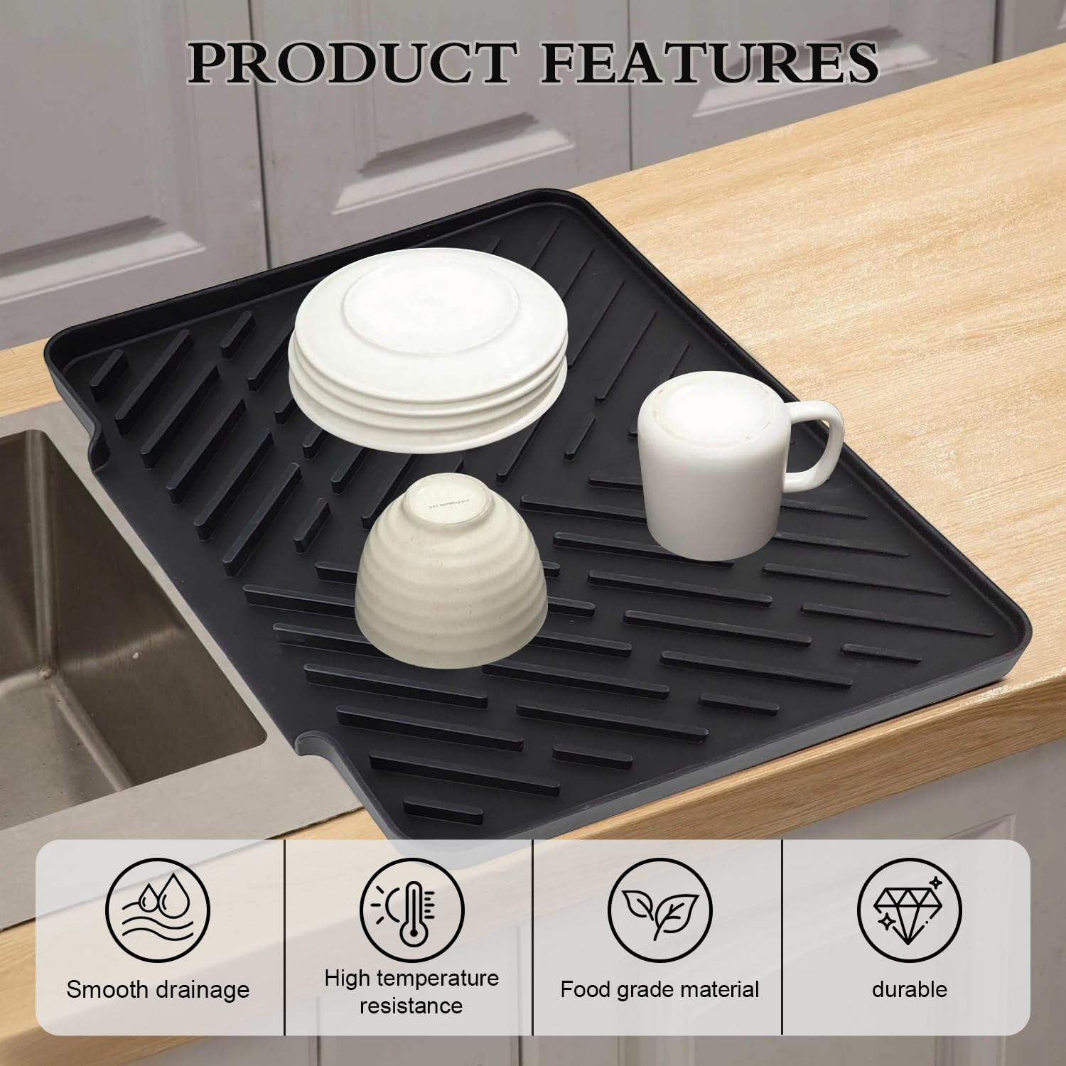 Radianeroryi Tapis D'égouttement Pour évier En Silicone