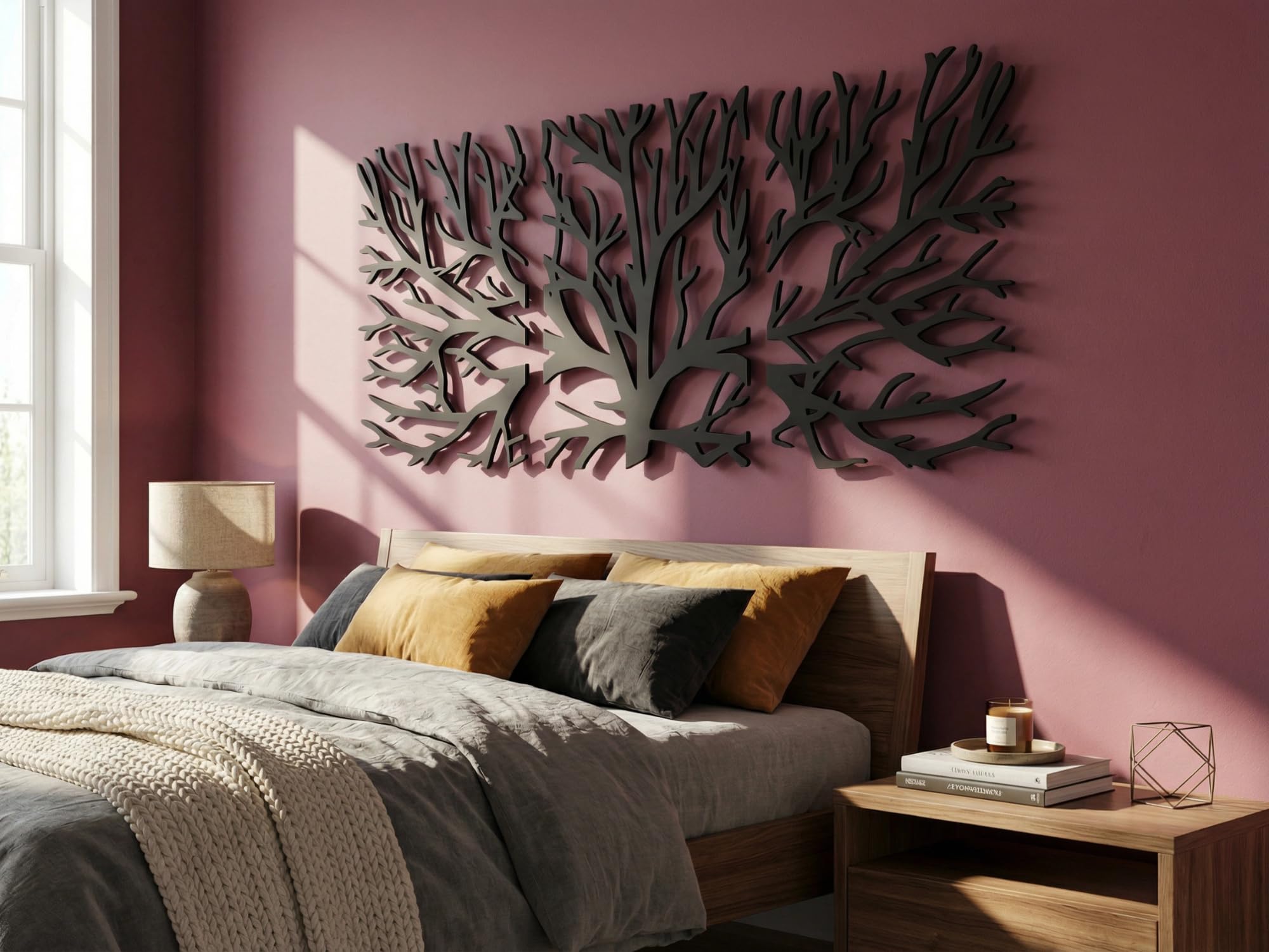 VAILLA Lebensbaum Wanddeko 3D aus Holz – Wohnzimmer, Büro, Flur