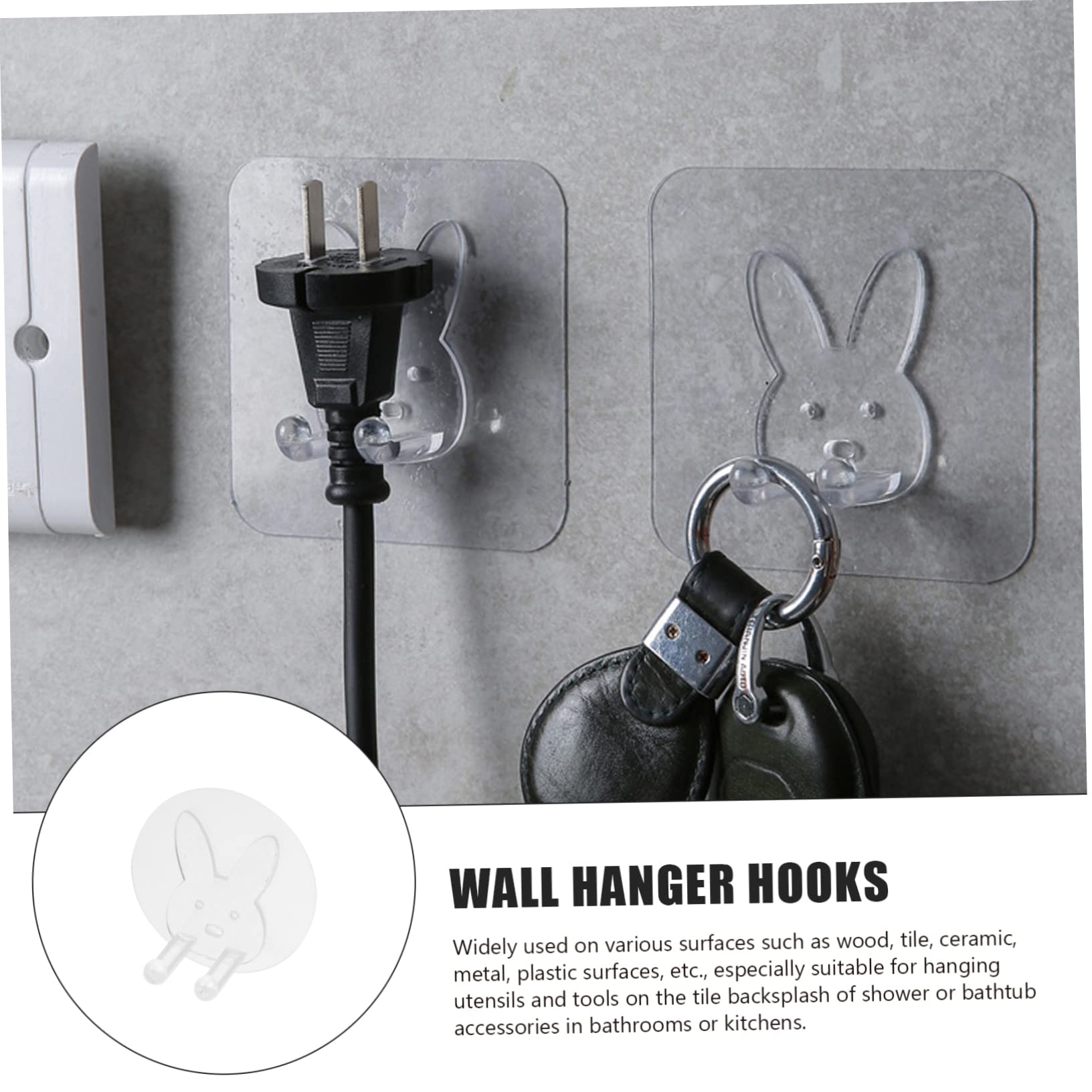 Alipis 60 Piezas Gancho De Conejo Ganchos Para Ropa De Montaje En Pared Perchas Adhesivas Sin Clavos Pared Del Baño Pegar Niño Revestimiento De Paredes Acrílico Sin Puñetazos