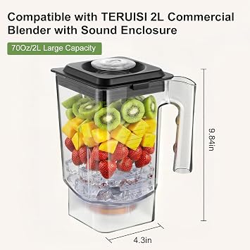 Blender Cup Replacement, 70OZ/2L Tritan Jar with Lid, BPA Free, Dishwasher Safe, Clear Blender Container for Smoothies Shakes Juices