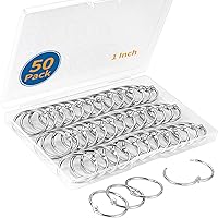 Decymis 50 Pack 1 Inch Metal Binder Rings - Sturdy Nickel-Plated Steel Loose Leaf Rings for Index Cards, Papers, Keys & Office