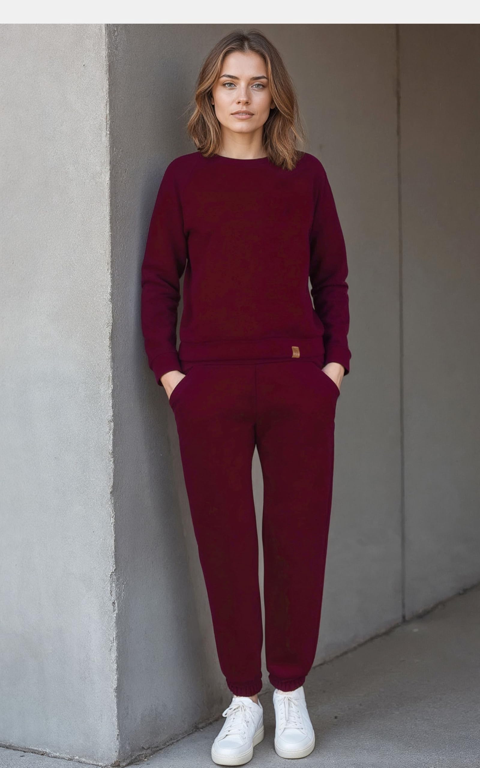 VIVISENCE Damen Trainingsanzug Baumwolle Bündchen Taschen Alltag Komfort 9204