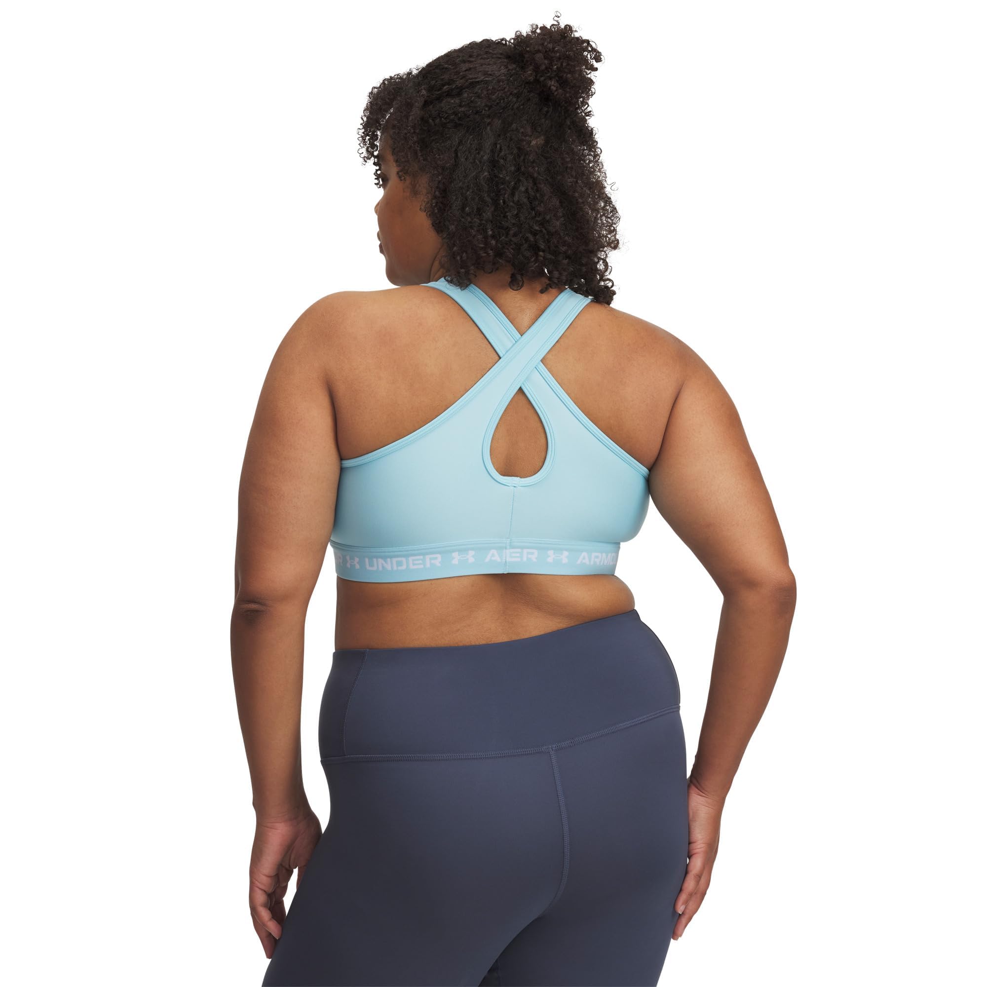 Under Armour Sujetador deportivo de impacto medio cruzado para mujer, (494) Stream / / White, 2X