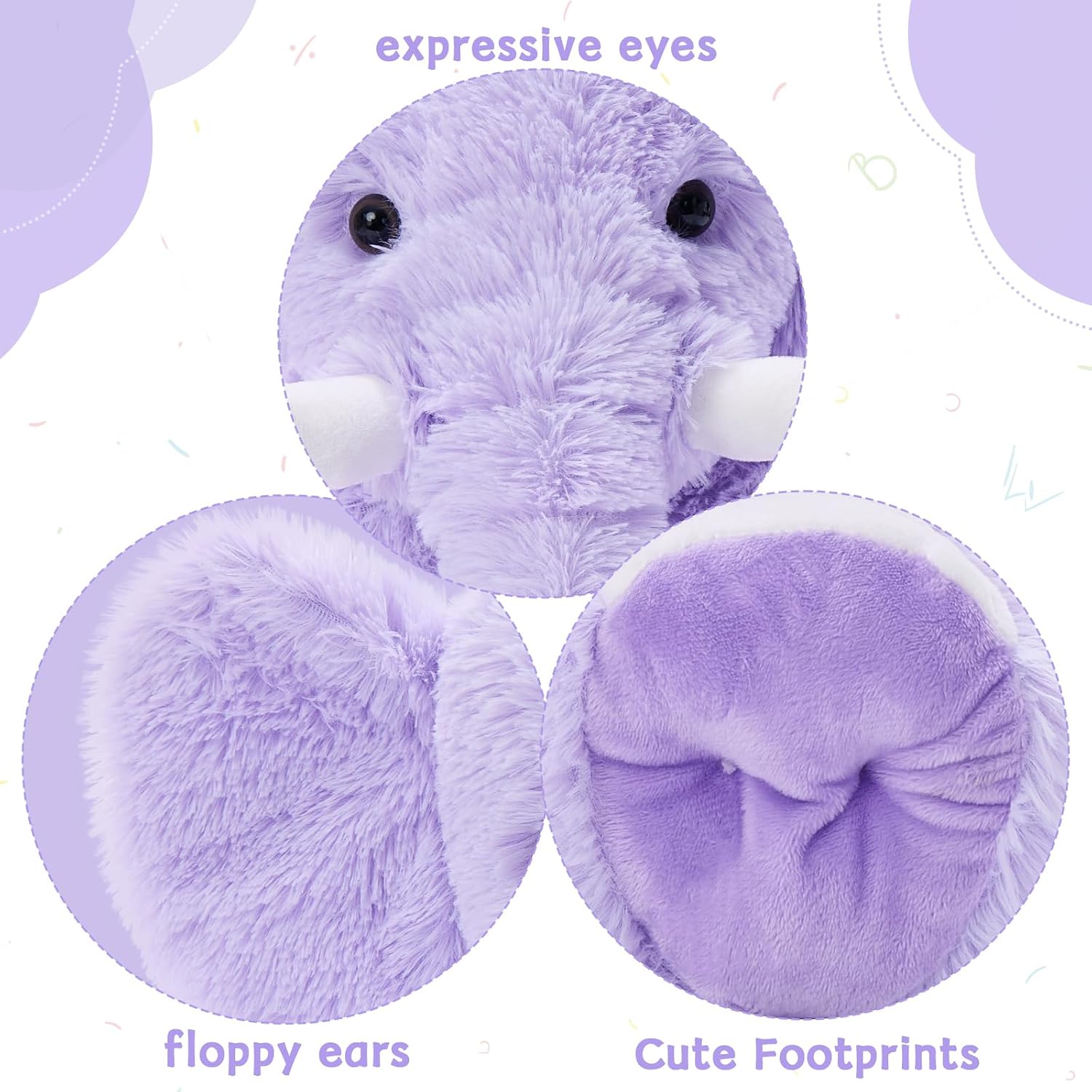 MorisMos Large Elephant Stuffed Animal, 19.6inch Soft Stuffed Elephant Plush Companion Gifts for Girls Boys, Purple