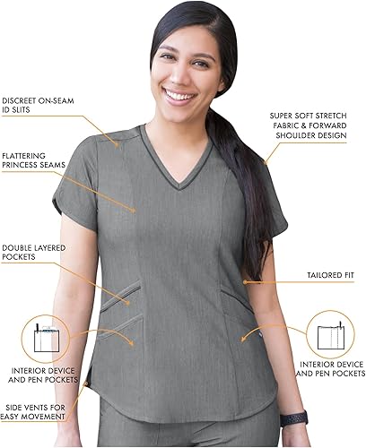 Miniatura 3 de Adar Pro - Conjunto médico moderno para mujer - Camiseta médica moderna con cuello en V y pantalón médico, pantalón de yoga