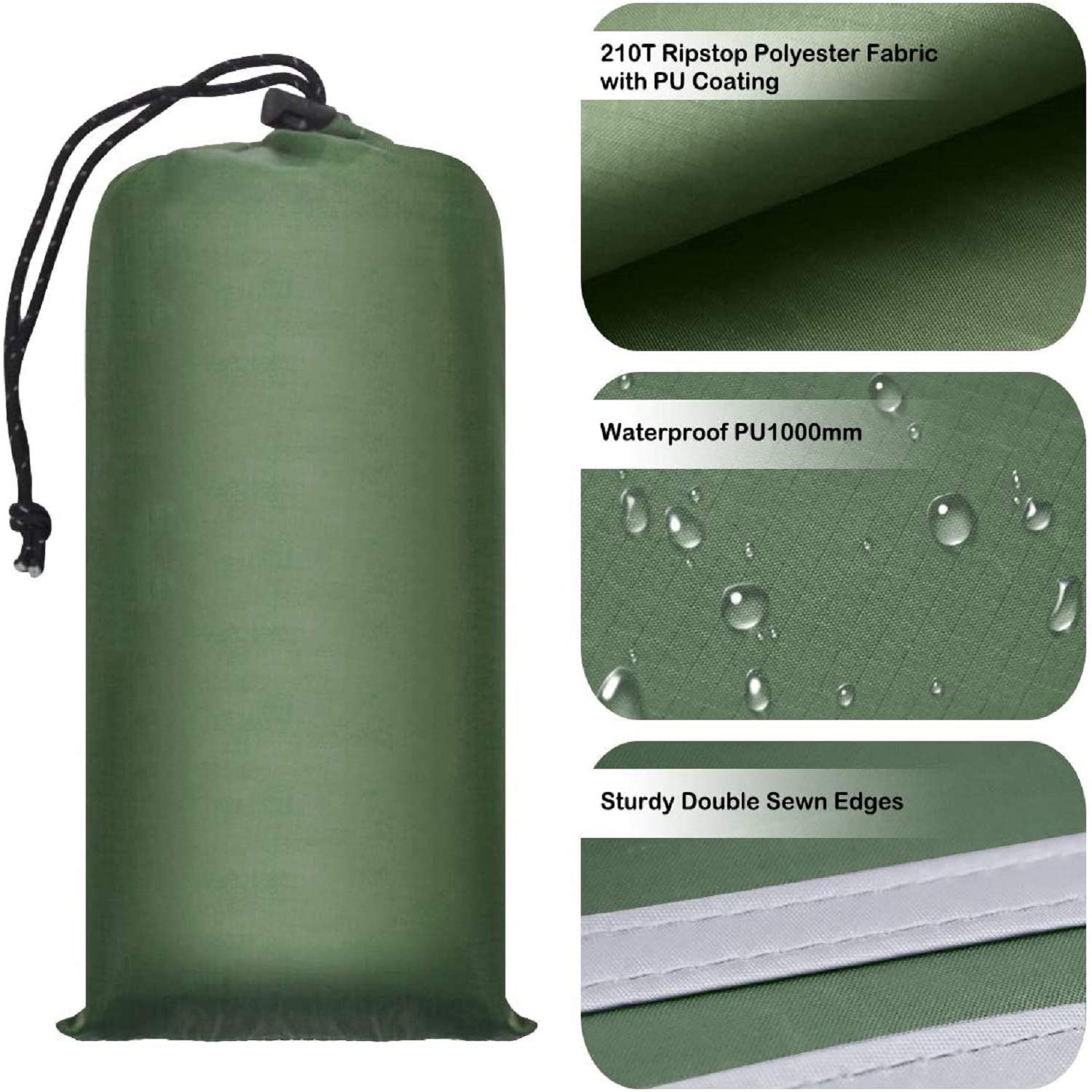 Ahsado Camping Zelt Tarp wasserdichte Picknickdecke mit Tragetasche